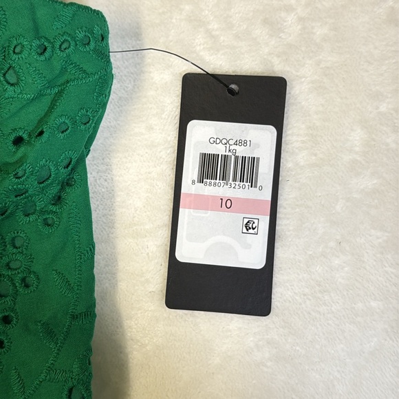 GUESS Women's Cotton Eyelet Asymmetric Midi Dress- Size 10 - Picture 5 of 10